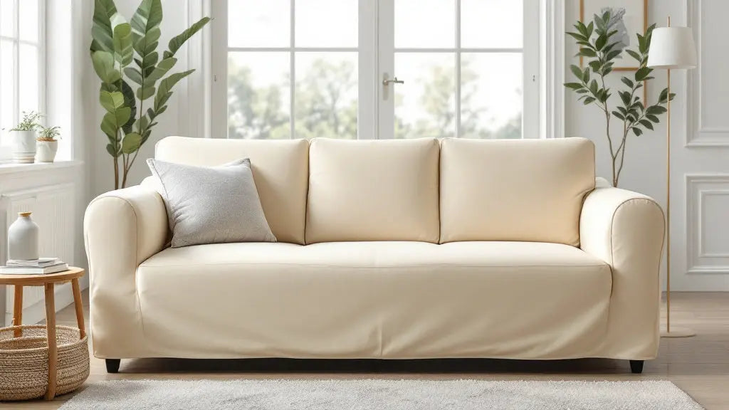 Reconnaître la qualité d'une housse de canapé extensible dans un salon lumineux