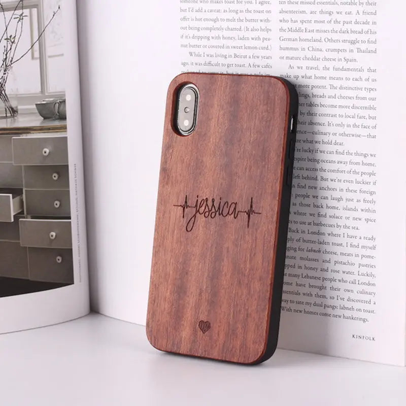 Coque Téléphone Bois Sculpté ATHENA Rosewood01-IPhoneXR