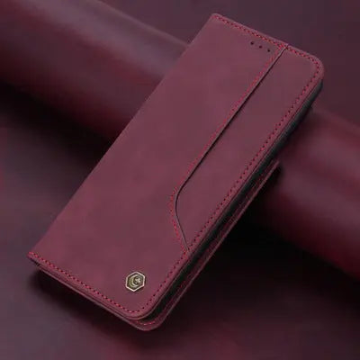Coque Téléphone Cuir FlexiFLIP Wine red-For Galaxy S21 Ultra