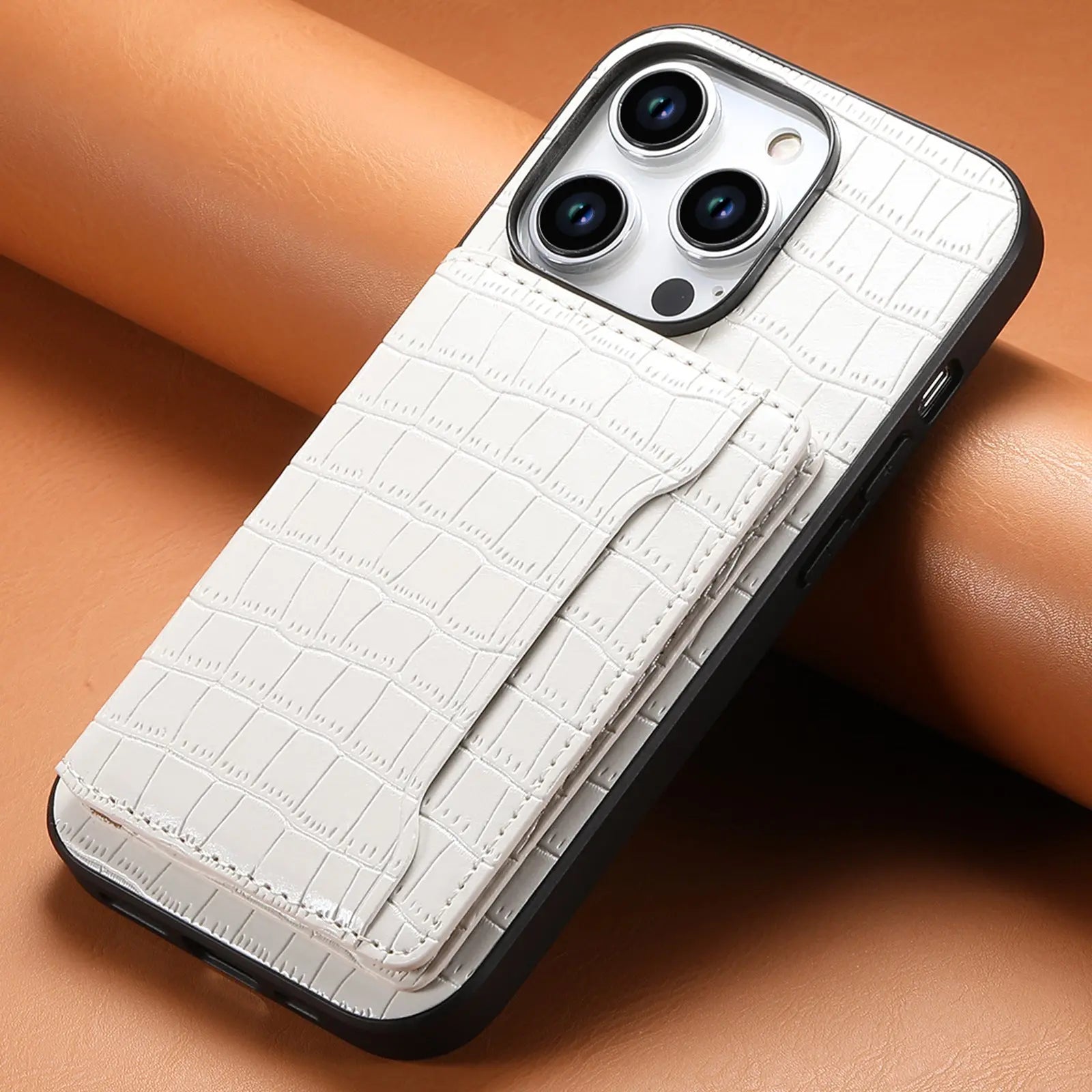 Coque Téléphone Cuir Magnétique BROSS 572 White-iPhone16ProMax