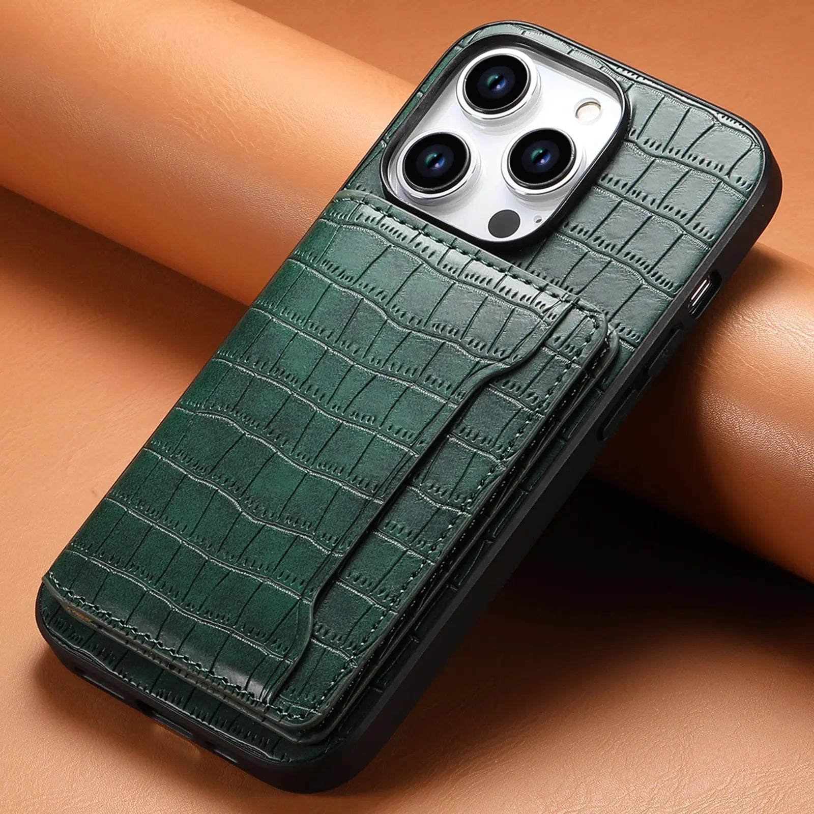 Coque Téléphone Cuir Magnétique BROSS 572 Green-iPhone16ProMax