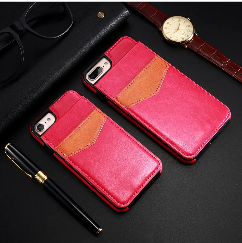 Coque Téléphone Cuir Retro ASTOR Rose Red-iPhoneX