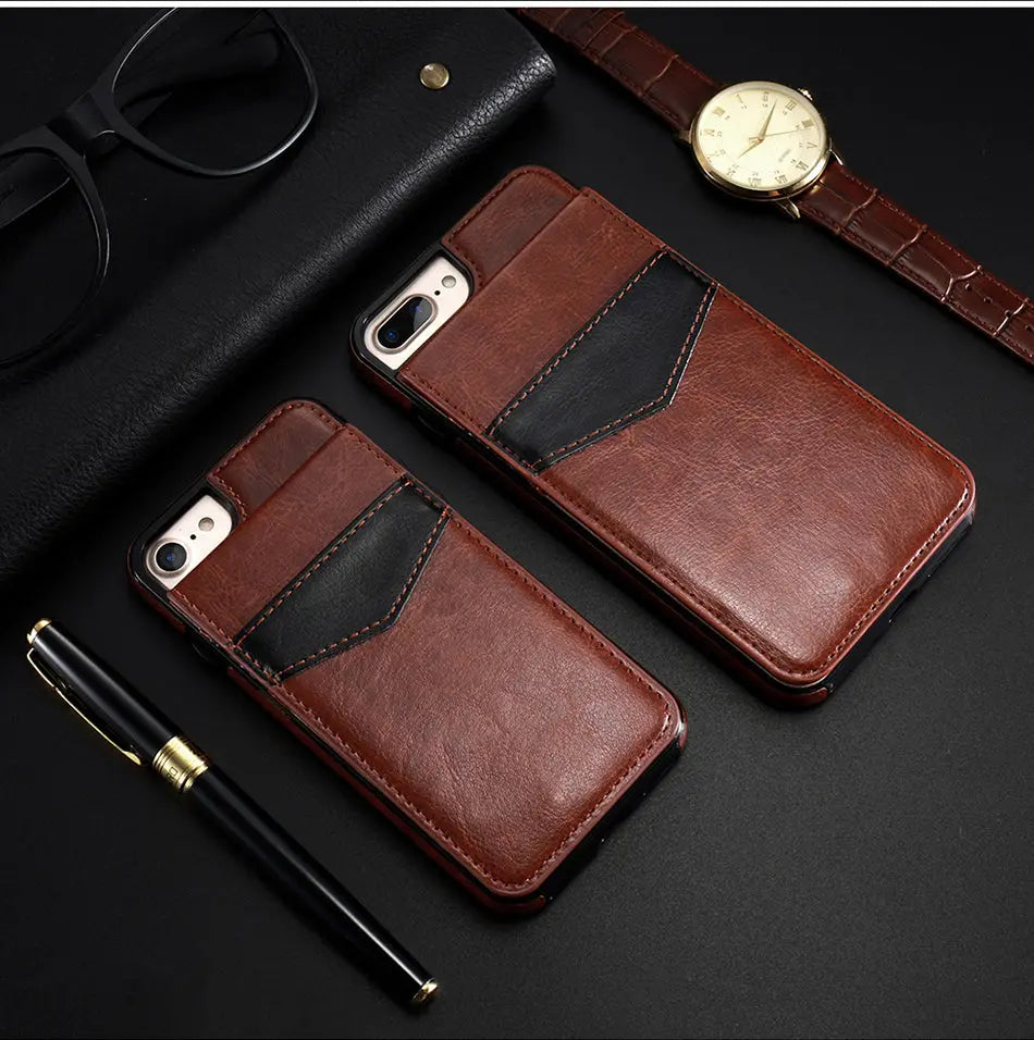 Coque Téléphone Cuir Retro ASTOR Brown-iPhone8 7