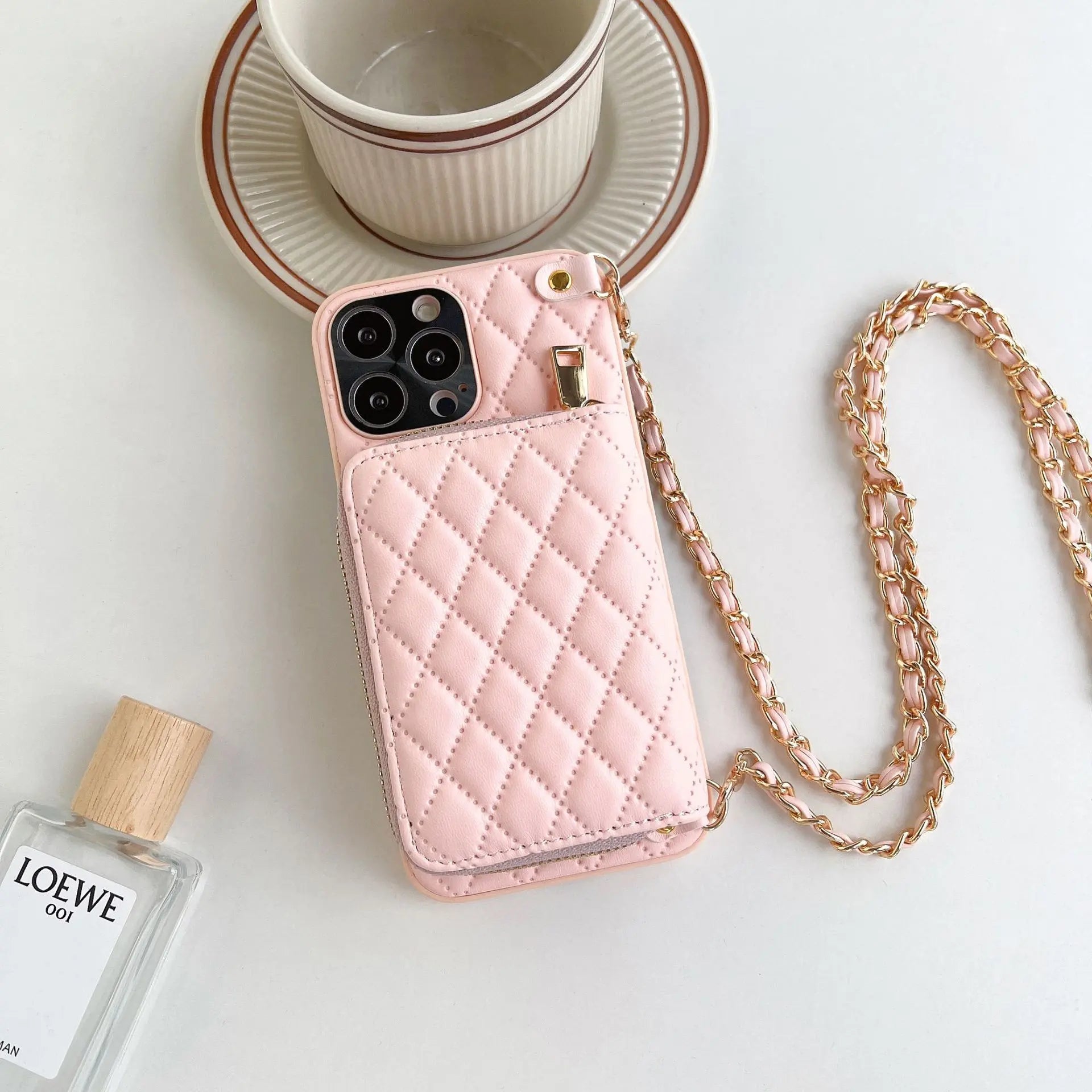 Coque Téléphone Luxe Lambskin RHOLO Pink-Apple 14pro
