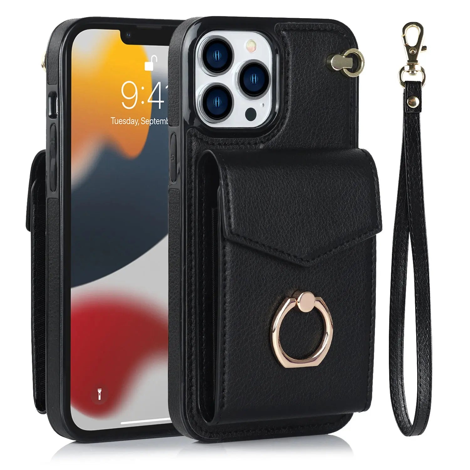 Coque de Téléphone Créative PU Jazz Black-IPhone15 Pro