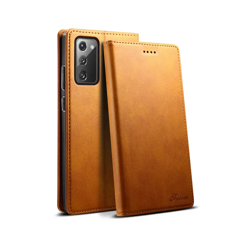 Coque de Téléphone Cuir Stand MARSEN Orange-Samsung Note10Plus