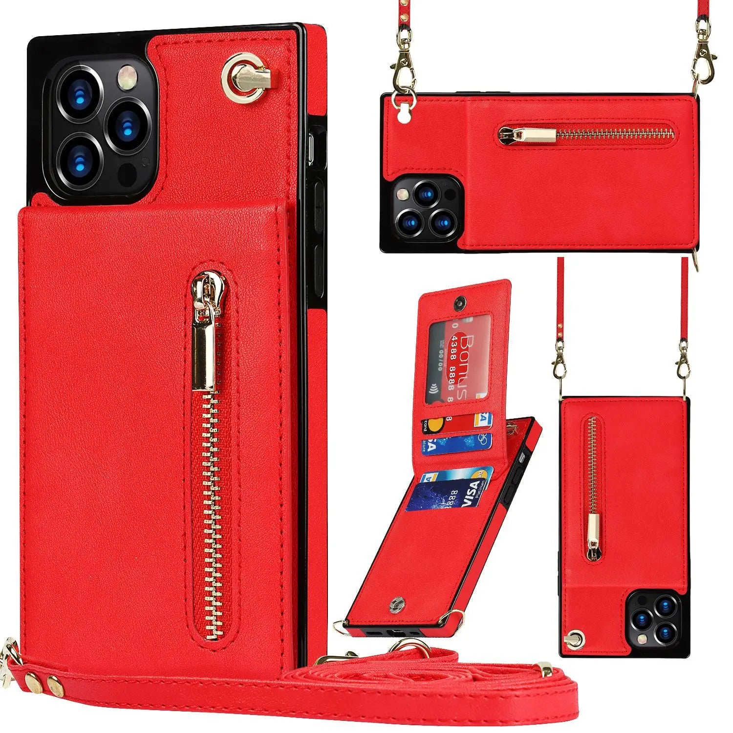 Coque de Téléphone Cuir Stylé ZYRAQ Red-S21