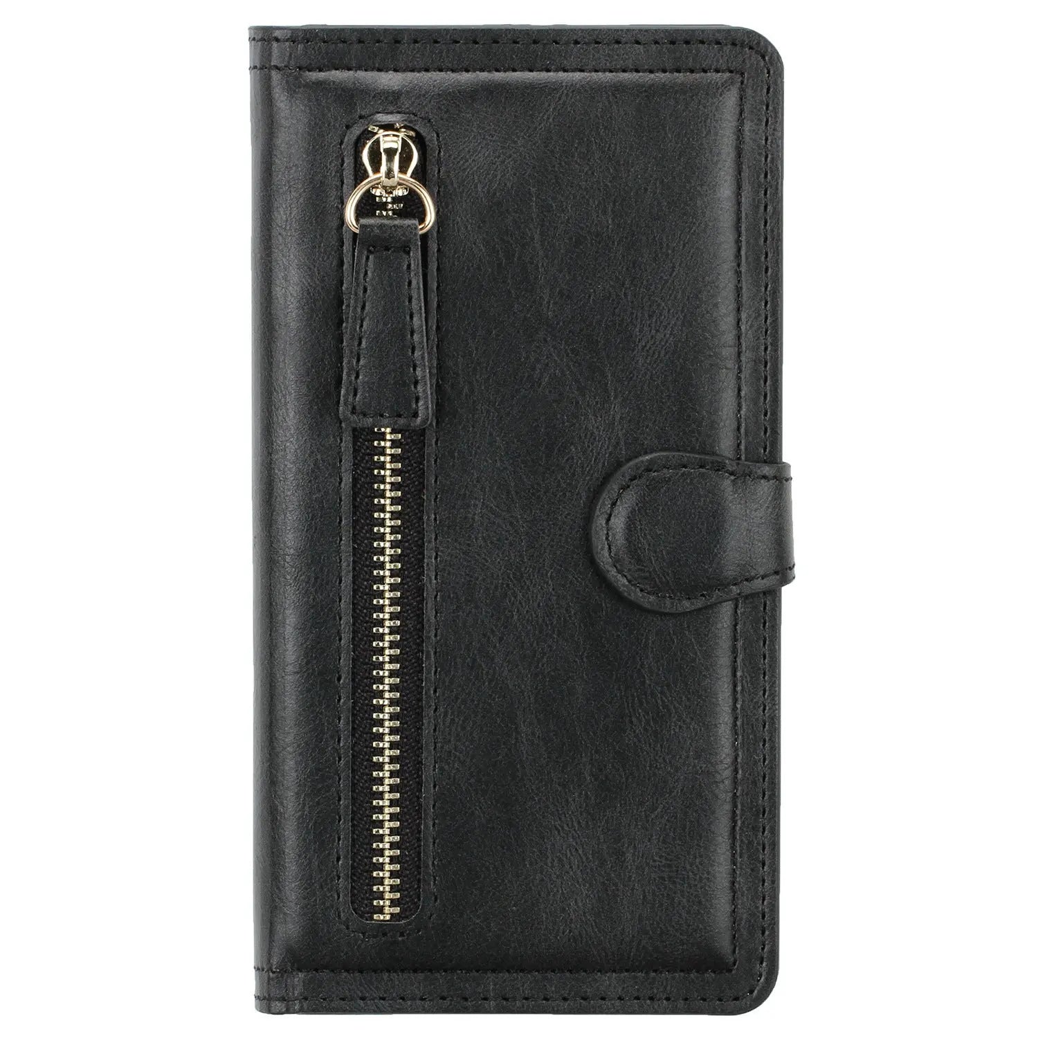 Coque de Téléphone Cuir Zippé ZALTAN Black-IPhone XS