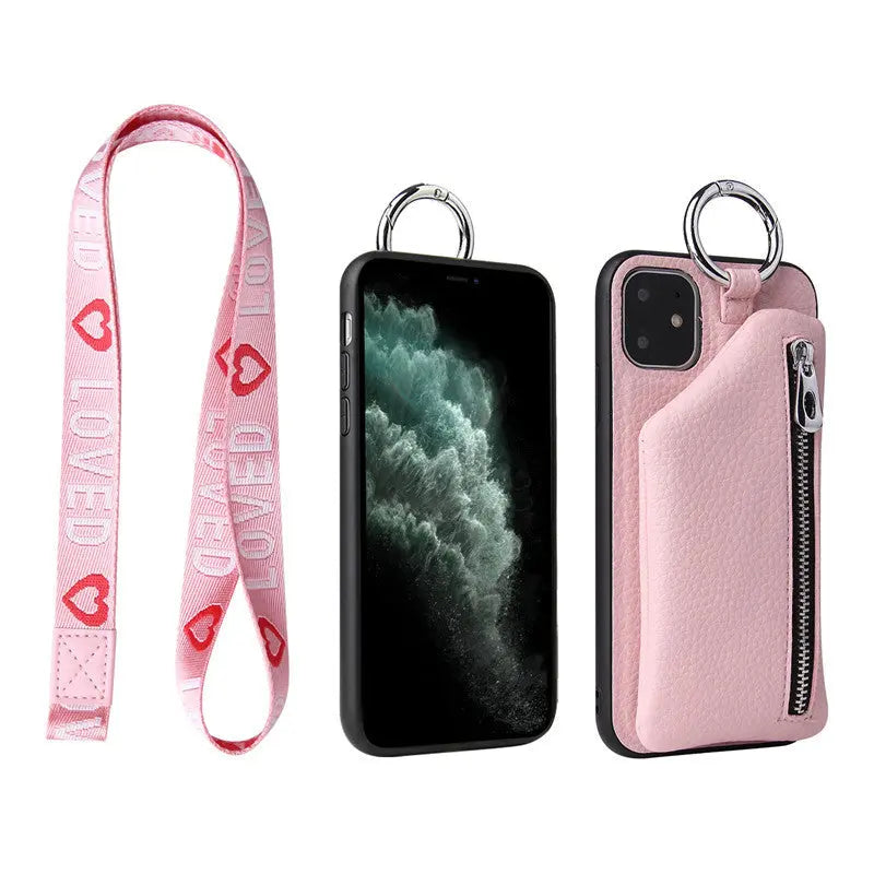 Coque de Téléphone Mode PU LEXOR Pink with lanyard-iPhonex xs(5.8)