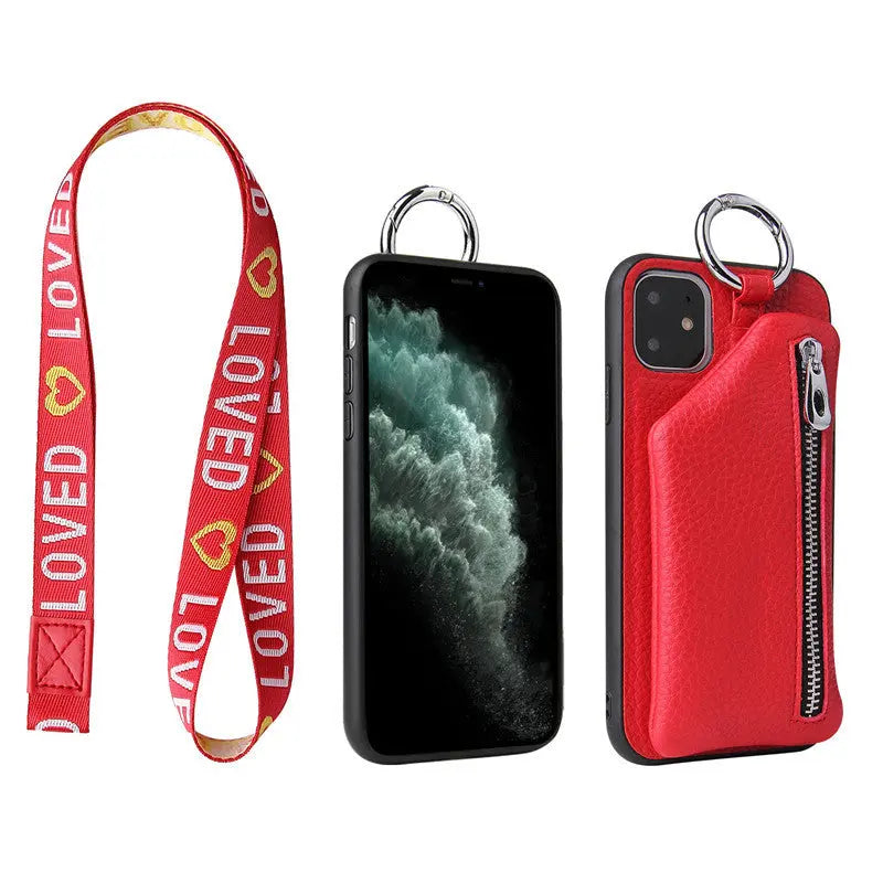 Coque de Téléphone Mode PU LEXOR red with lanyard-iPhoneXR(6.1)