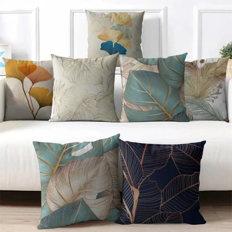 Coussin Ginkgo Géométrique POLYZEN Housse de France