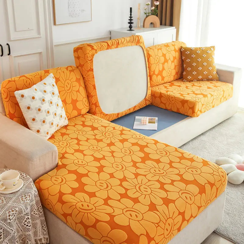 Housse Assise Canapé Étanche JACQARD Sunflower golden-Back cover 1pc