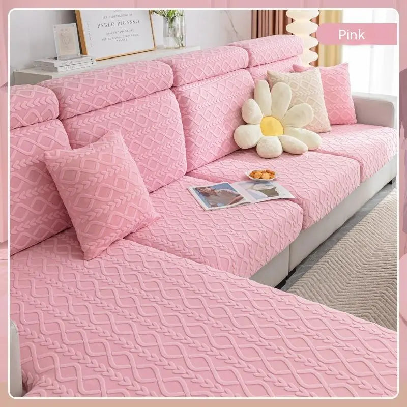 Housse Assise Canapé Velvet JACQUA Qingbo Cherry Pink-XL 65to85x165to200x5to20cm