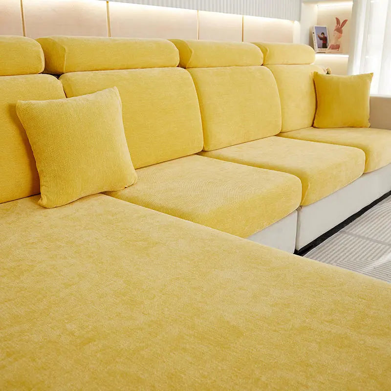 Housse Assise Canapé Minimaliste ZELINA Lemon Yellow-Small Double