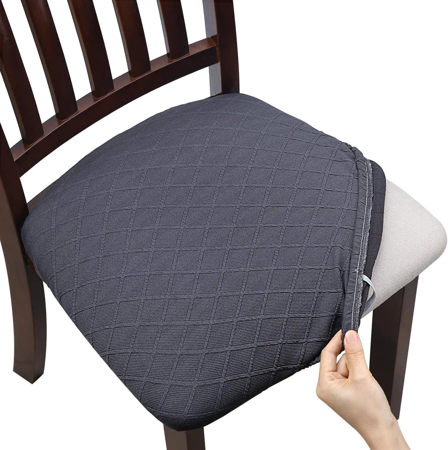 Housse Assise Chaise Moderne DIAMARA Dark Gray-04 Style
