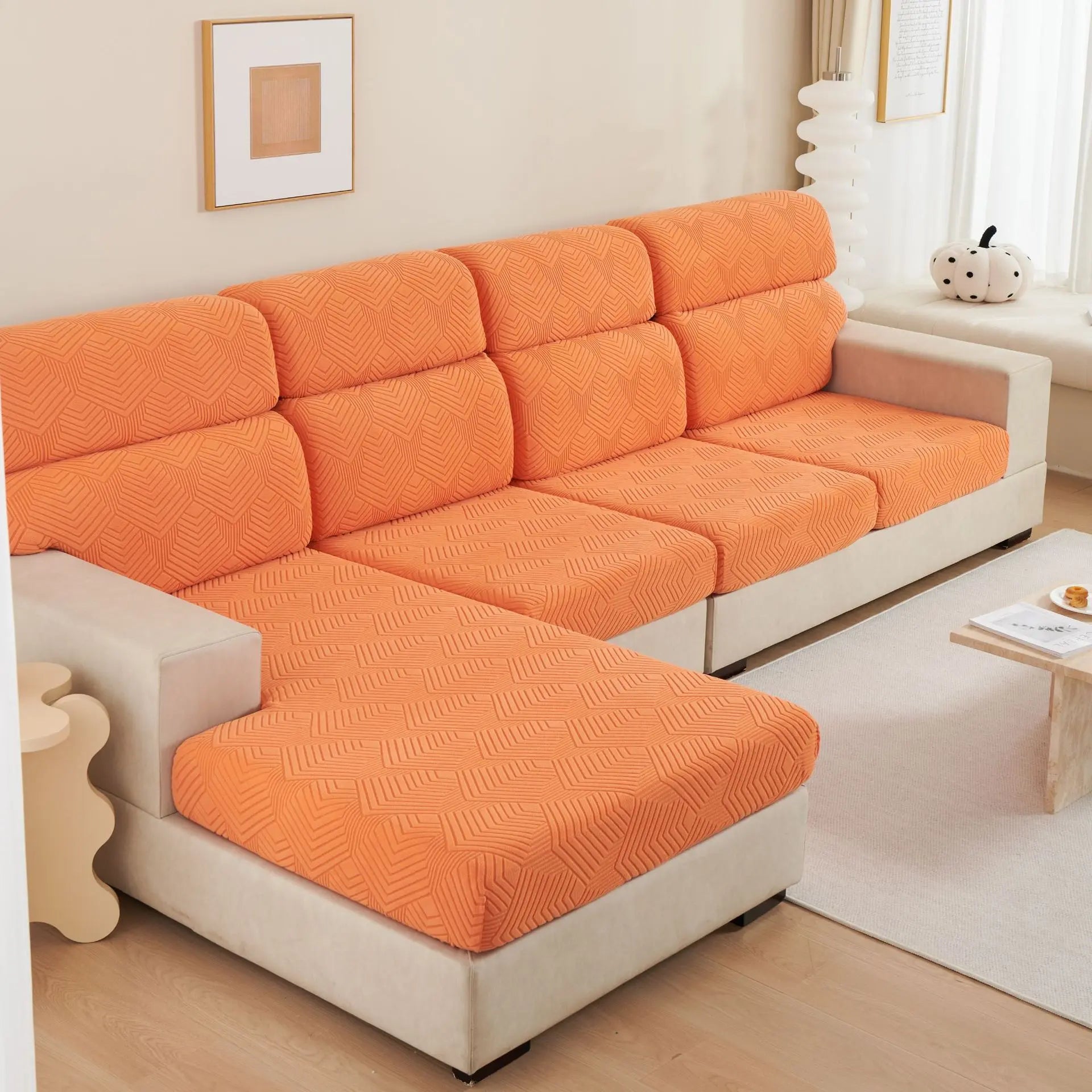Housse Assise Velours JACQVEL Time Sofa Gray Orange-Pillow Cover 45 X45CM