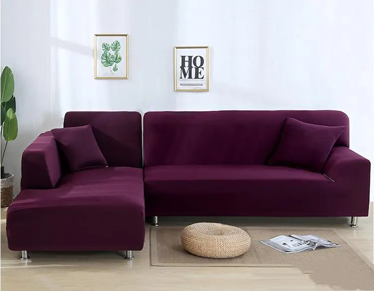 Housse Canapé Elastique L-Shape SOLARY Bean Paste-A