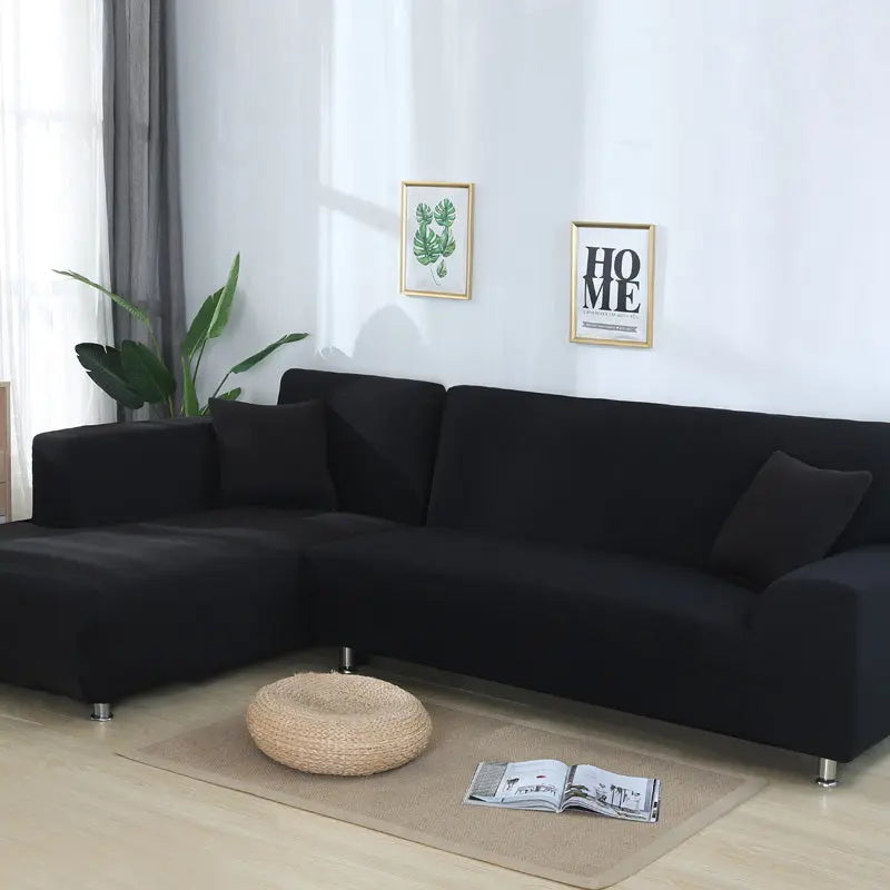 Housse Canapé Elastique L-Shape SOLARY Black-B
