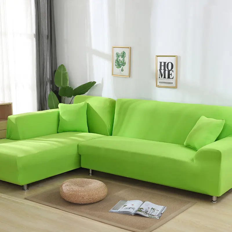Housse Canapé Elastique L-Shape SOLARY Green-A