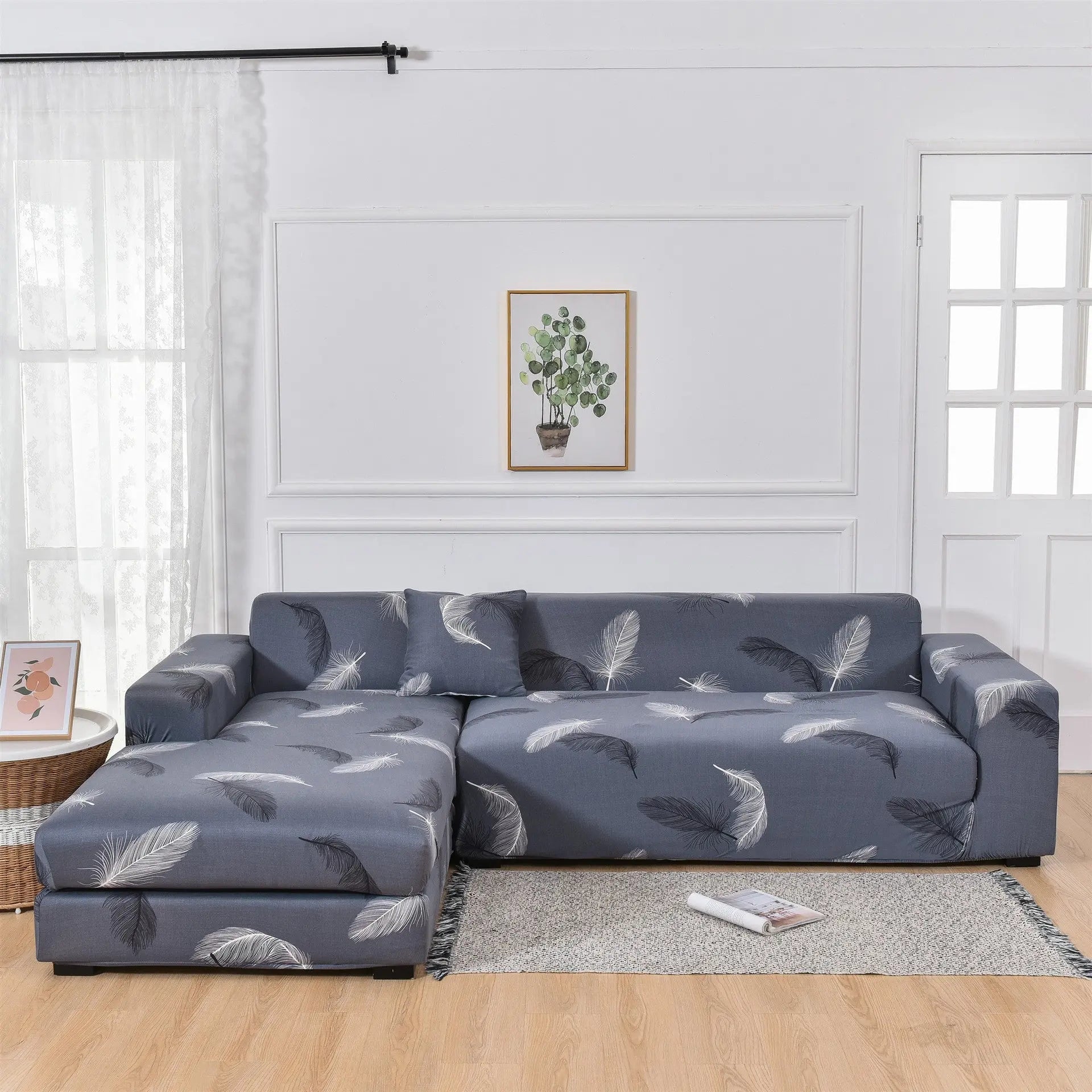 Housse Canapé Moderne SILKXO Gray Feather-Single