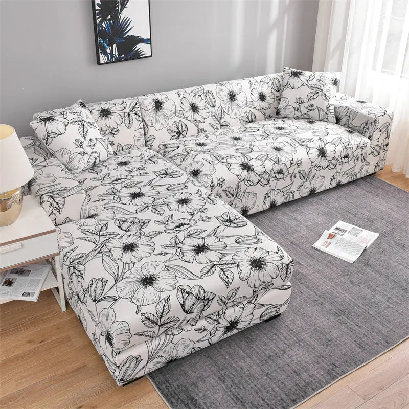 Housse Canapé Multistyle EMMA Small Black Flower-Three person Seats