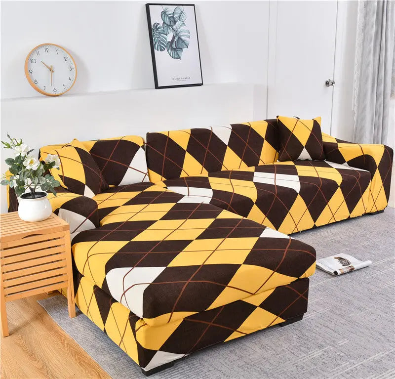Housse Canapé Multistyle EMMA Yellow Diamond Plaid-Single Seat