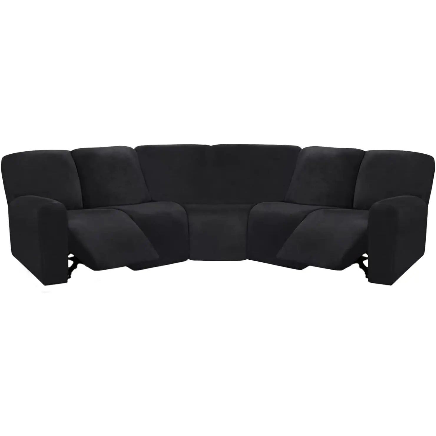 Housse Canapé Velours Moderne LUNARA Black-7 Piece Set
