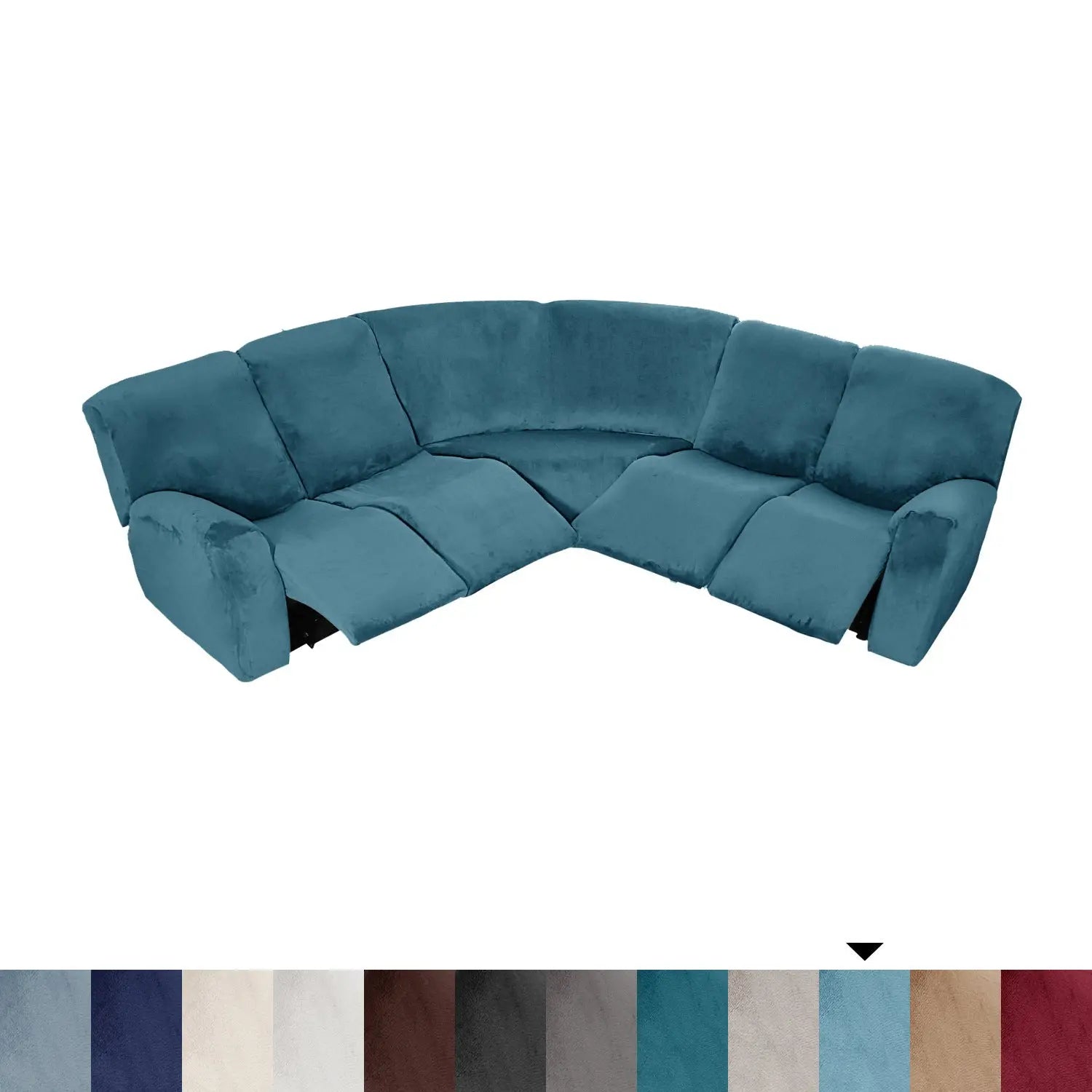 Housse Canapé Velours Moderne LUNARA Peacock Blue-Single Corner 1 Piece Set