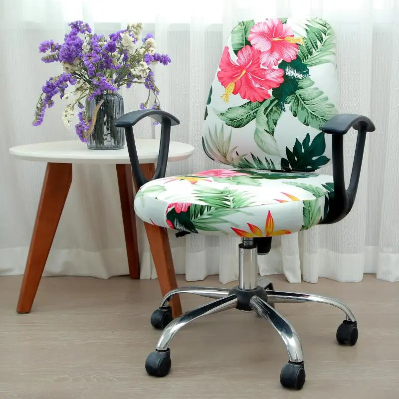 Housse Chaise Extensible SPLICO Red flowers green leaves