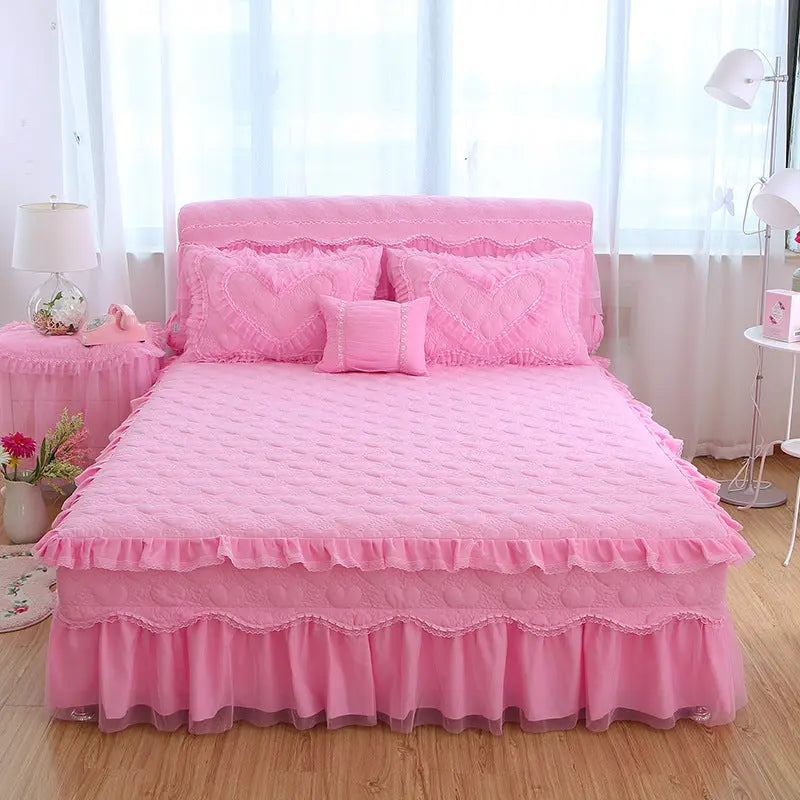 Housse De Matelas Antidérapante POLI 梦 Pink-180x 220cm-Bed skirt