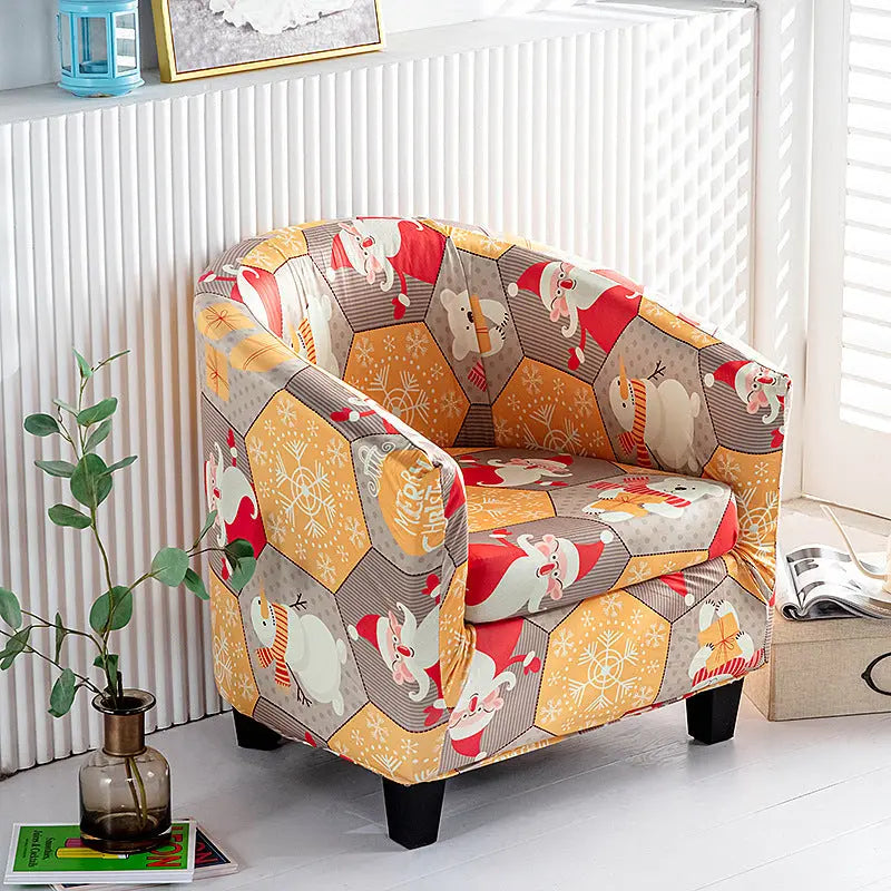 Housse Fauteuil Noël FestiveSNOW Santa Claus-Double layer sofa cover