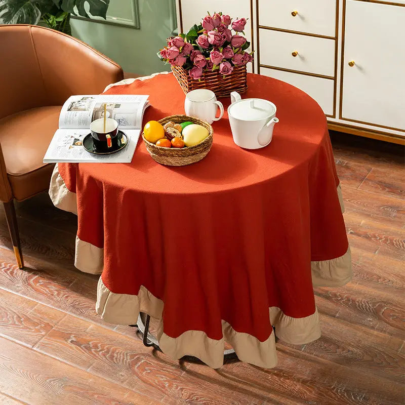 Housse Mange Debout Coton Nordique RONDAL Orange Beige Ruffle-100x140