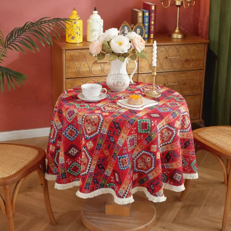 Housse Mange Debout Jacquard Éthérée Jacquard Red Geometry-100CM
