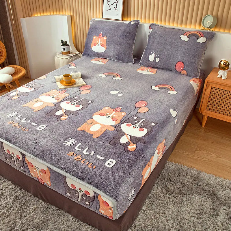 Housse Matelas Velours Anti-glisse BLOSSOM Bear-150x200cm