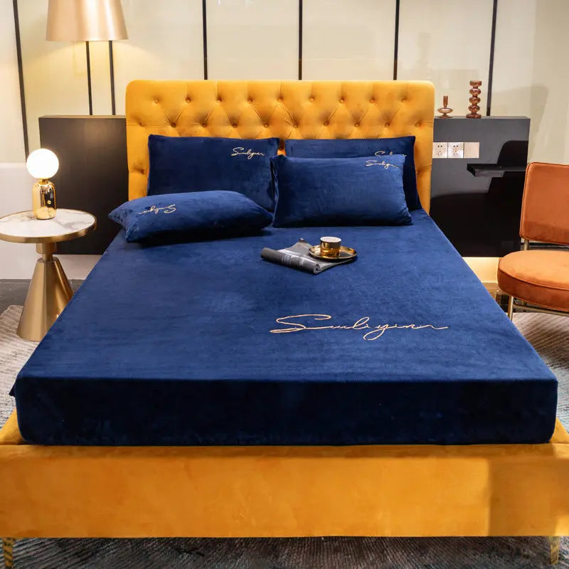 Housse Matelas Velours Moderne VELAVIA Blue-Pillowcase x2