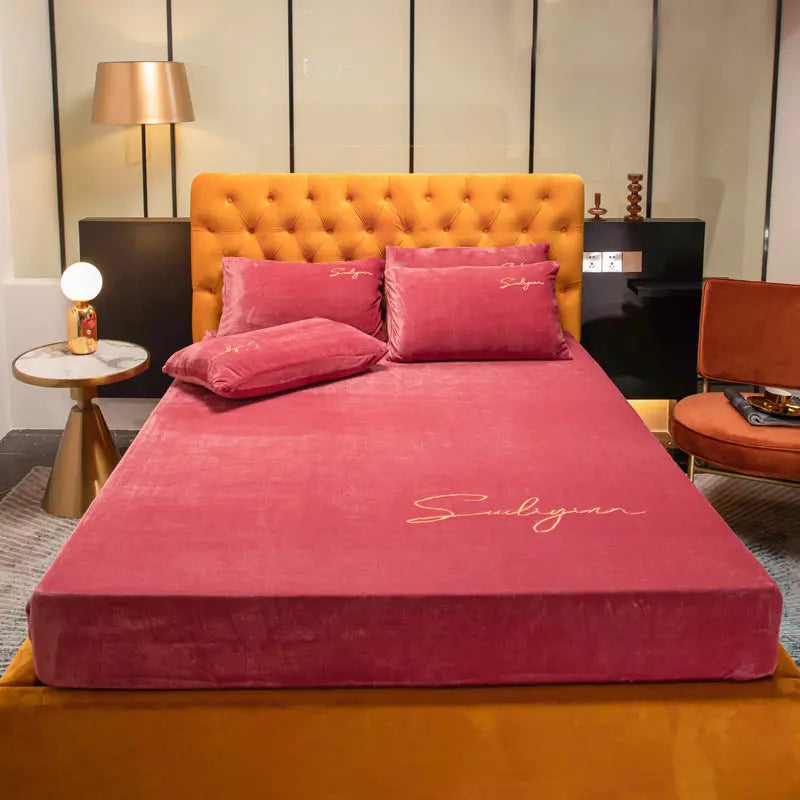 Housse Matelas Velours Moderne VELAVIA Bean Paste-180x200cm