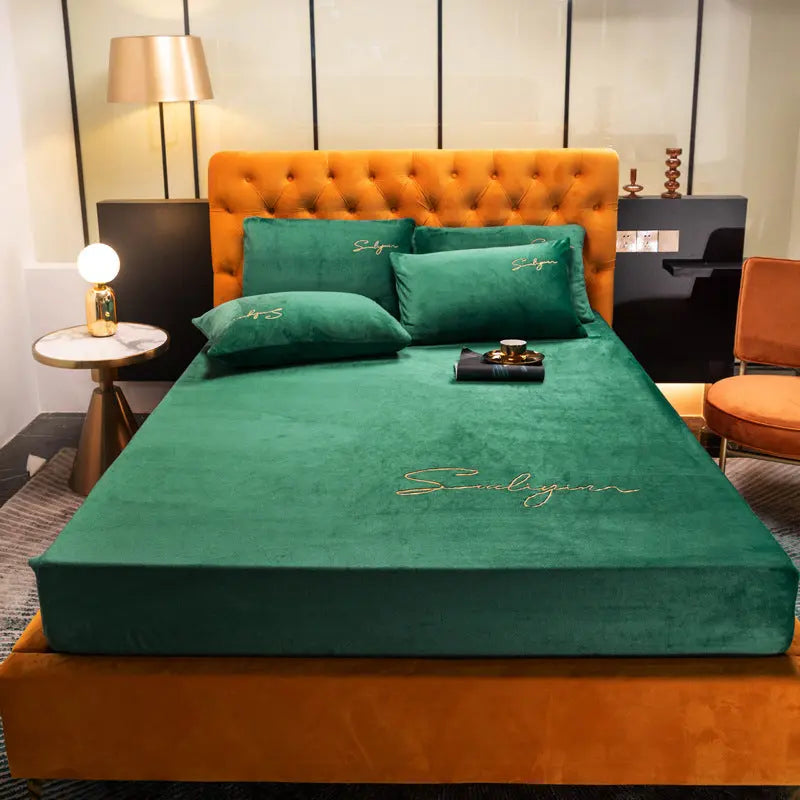 Housse Matelas Velours Moderne VELAVIA Green-90x200cm