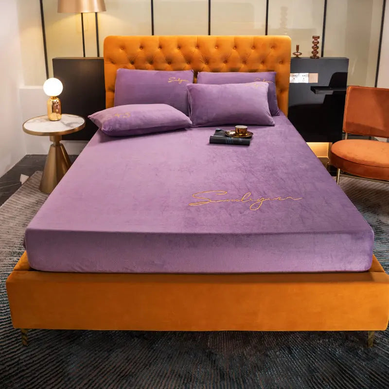 Housse Matelas Velours Moderne VELAVIA Purple-Pillowcase x2