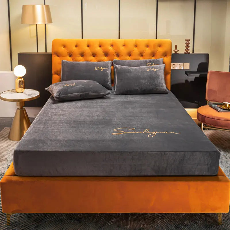 Housse Matelas Velours Moderne VELAVIA Grey-120x200cm