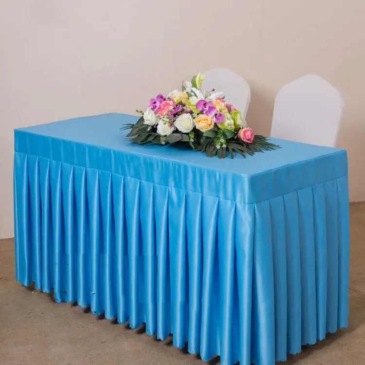 Housse Pour Table Moderne Satinée SERENA Sky blue satin-180x40x75cm