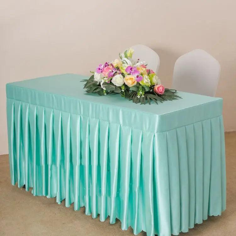 Housse Pour Table Moderne Satinée SERENA Tie blue satin-180x45x75cm