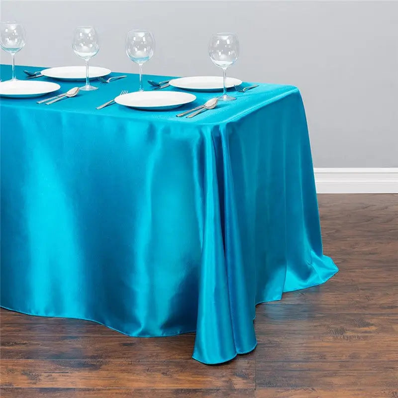 Housse Pour Table Satinée Événementielle SATINA Turquoise-145x300cm