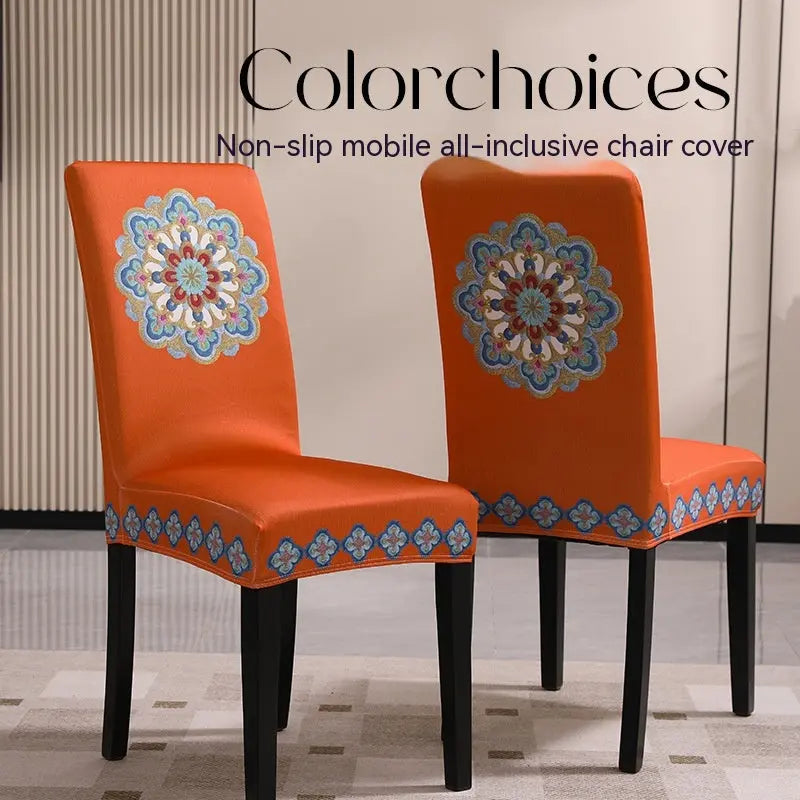 Housse Protection Chaise Brodée ZENITH Delicate Embroidered Orange-1 Pack