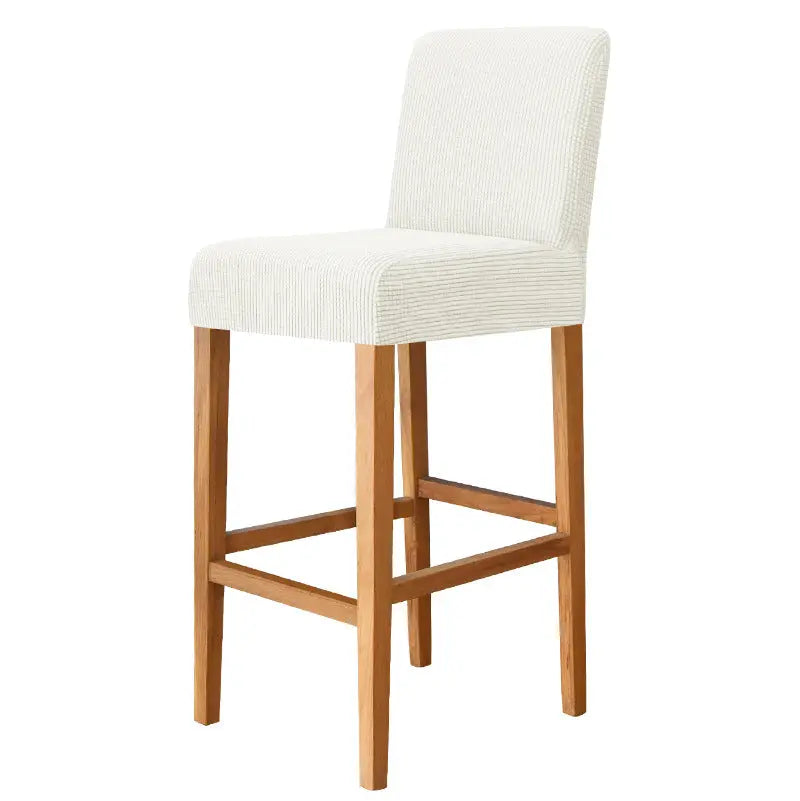 Housse Protection Chaise Élastique FLANELLE 23 Milky White-Bar Chair Cover Short Back