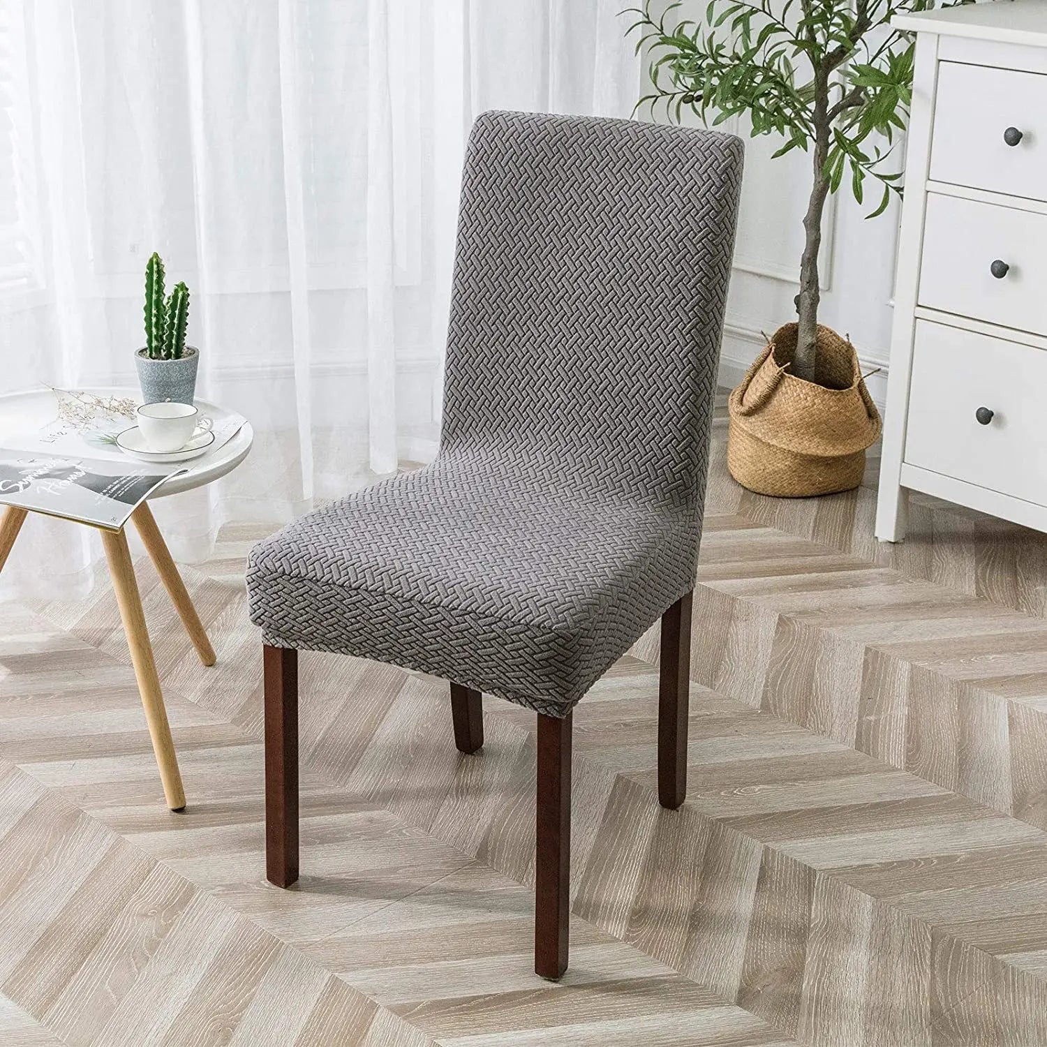 Housse Protection Chaise Jacquard LUMINA Light Gray-M