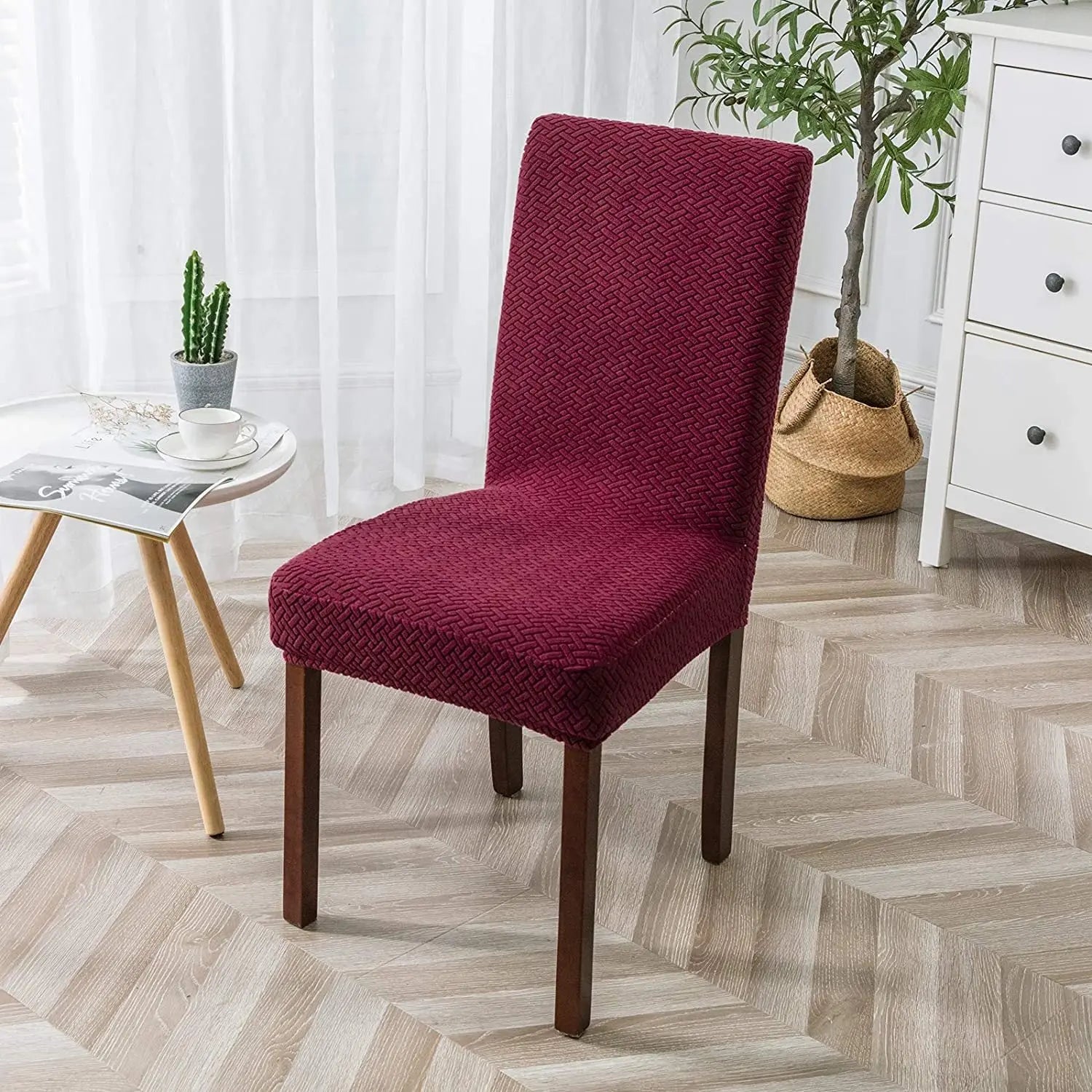 Housse Protection Chaise Jacquard LUMINA Wine Red-M