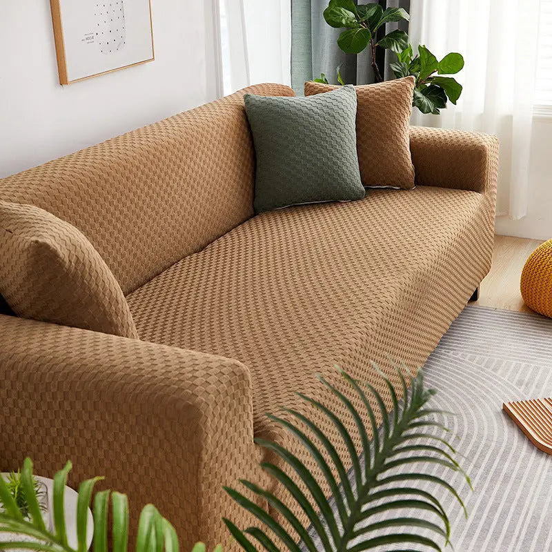 Housse Soderhamn Polyester Moderne VELINA Camel Check-Four person size