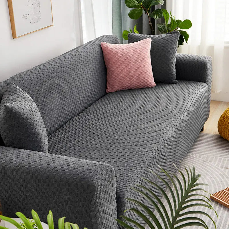Housse Soderhamn Polyester Moderne VELINA Dark grey grid-Double size