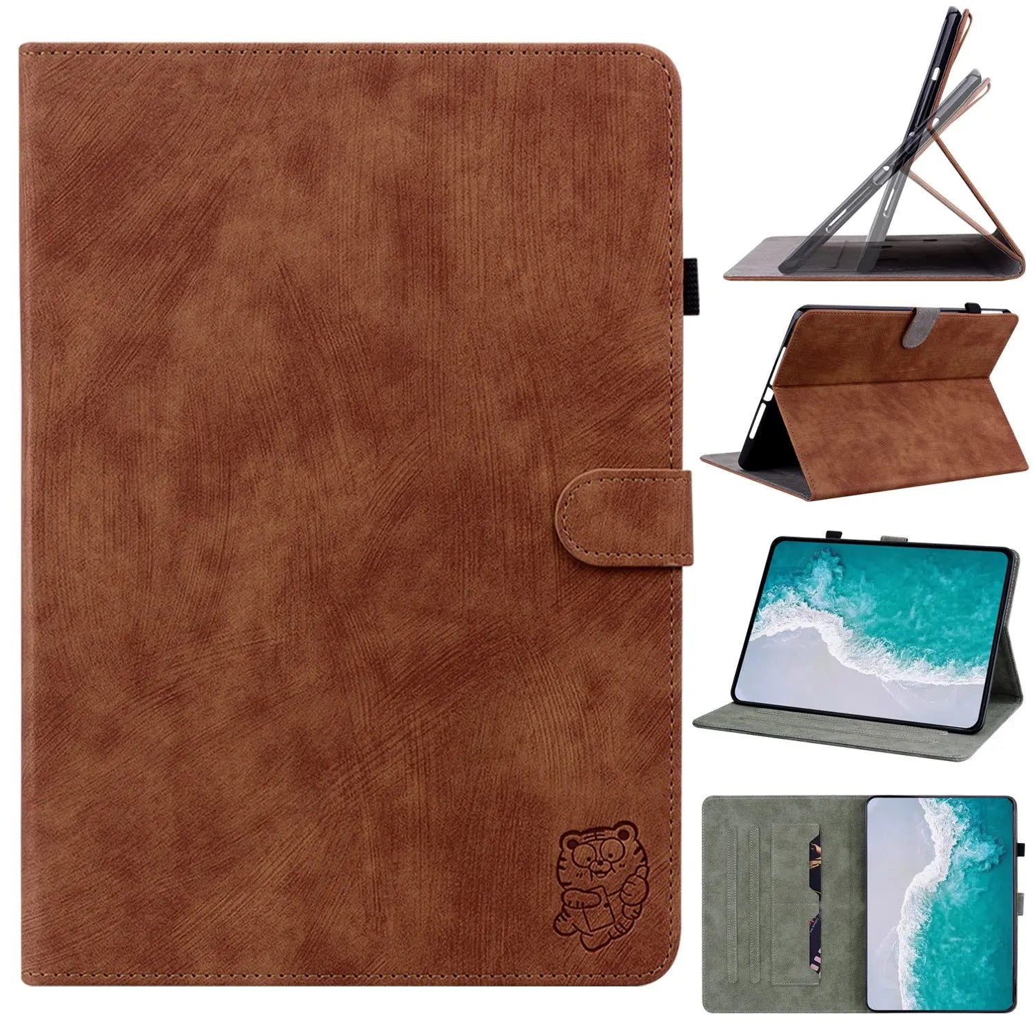 Housse Tablette Cuir Affiné PROTEVA Brown-Ipadmini1or2or3or4o5 Universal