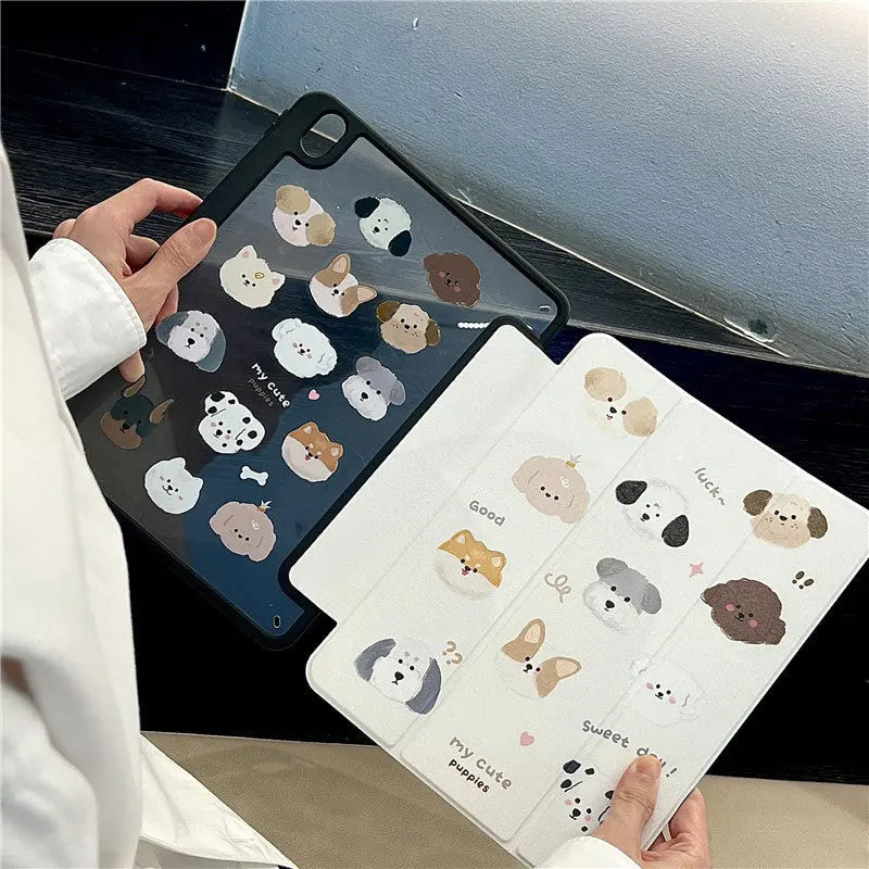 Housse Tablette Cuir Fantaisie PUPINOX Lots of puppies-IPad 12.9inch